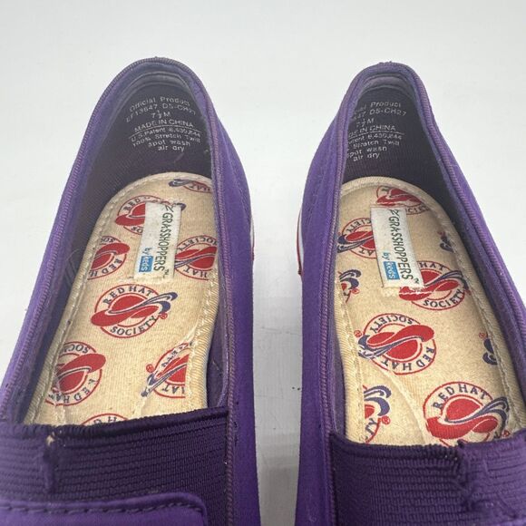 Red Hat Society GRASSHOPPERS Keds Purple Wedged Heel Slip-On Shoes 7.5M Sneakers - Picture 7 of 12